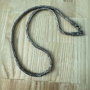 Heavy 925 Sterling silver Byzantine chain necklace 18”